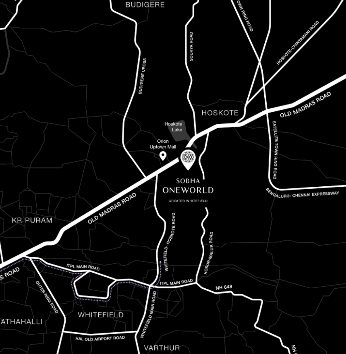 Sobha One World Hoskote location map